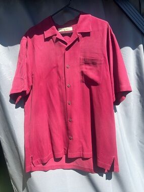 Tommy Bahama Men's Short Sleeve Camp Shirt - Deep Berry